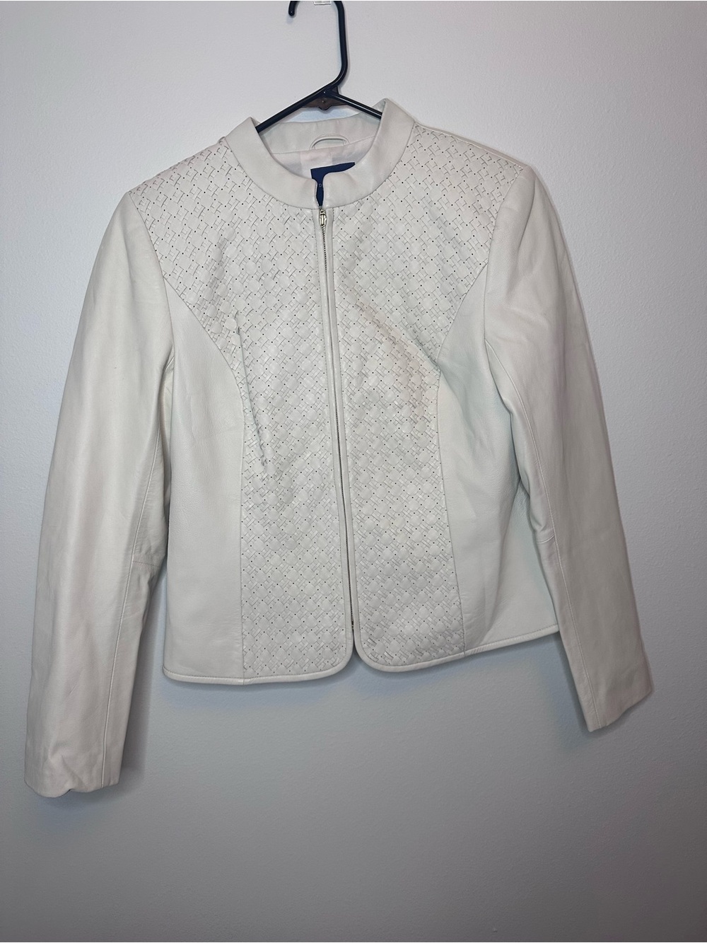 Doncaster White Quilted Leather Zip-Front Jacket